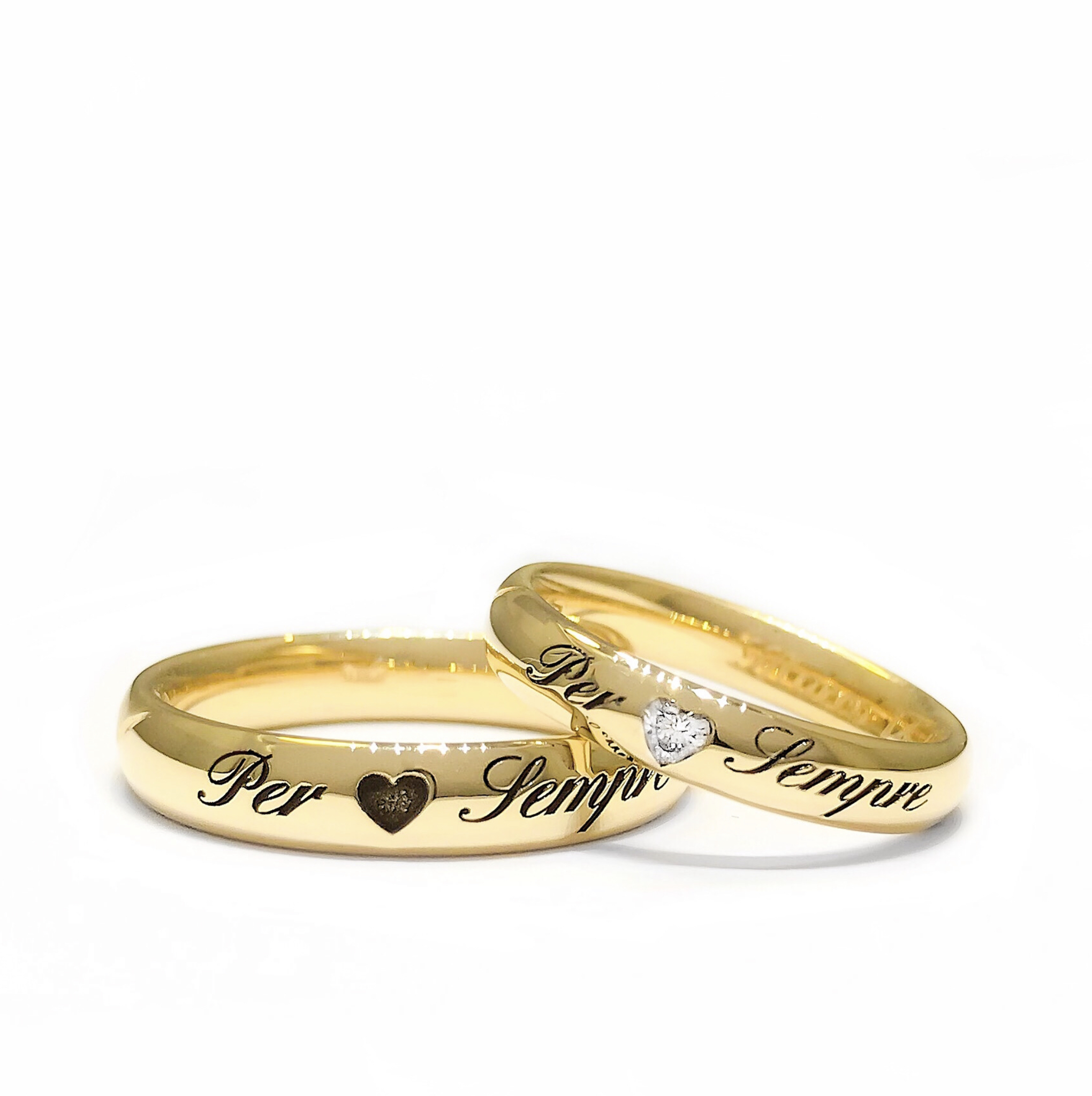 Coppia di Fedi Italiana con Cuore