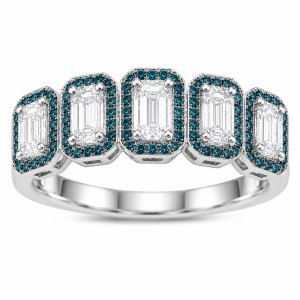 Anello Poseidon - Diamanti bianchi e diamanti blu