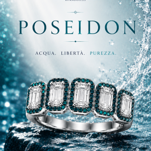 Anello Poseidon - Diamanti bianchi e diamanti blu